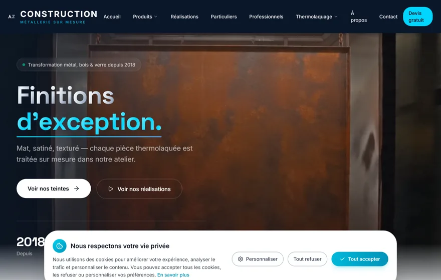 Capture du site AZ Construction